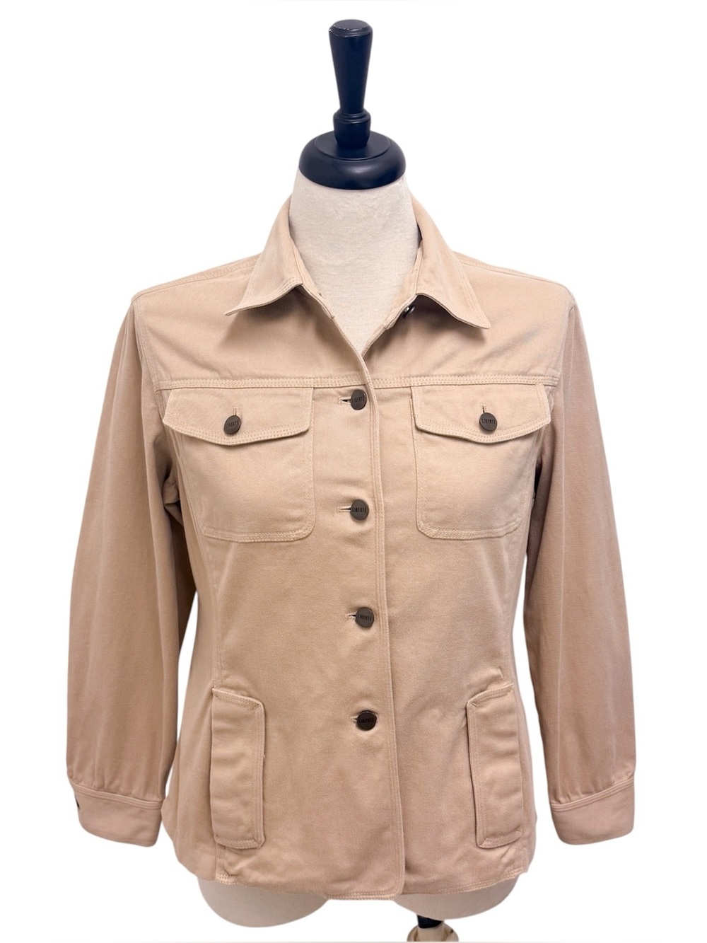 Liberte Emanuel Ungaro Tan Twill Logo Button Up Slim Fit Safari Jacket 40 US 6